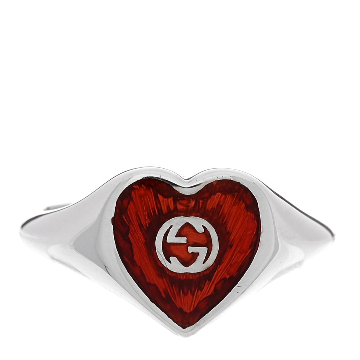 Sterling Silver Enamel Heart Ring 52 6 Red