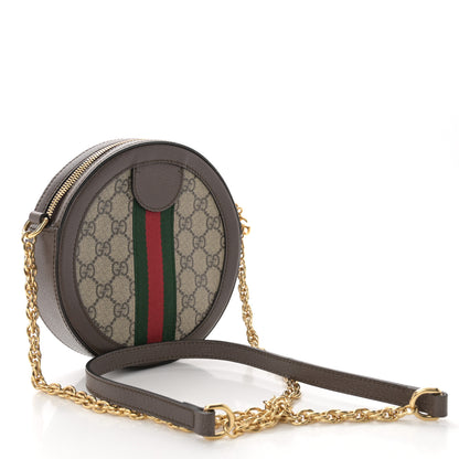 Gucci GG Supreme Monogram Web Mini Ophidia Round Shoulder Bag Brown 3 of 10