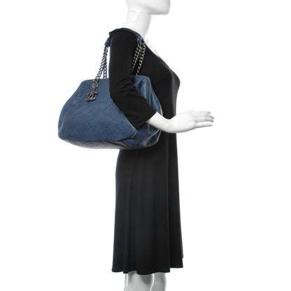 Chanel Caviar Quilted Framed Bowling Bag Blue 2 of 9