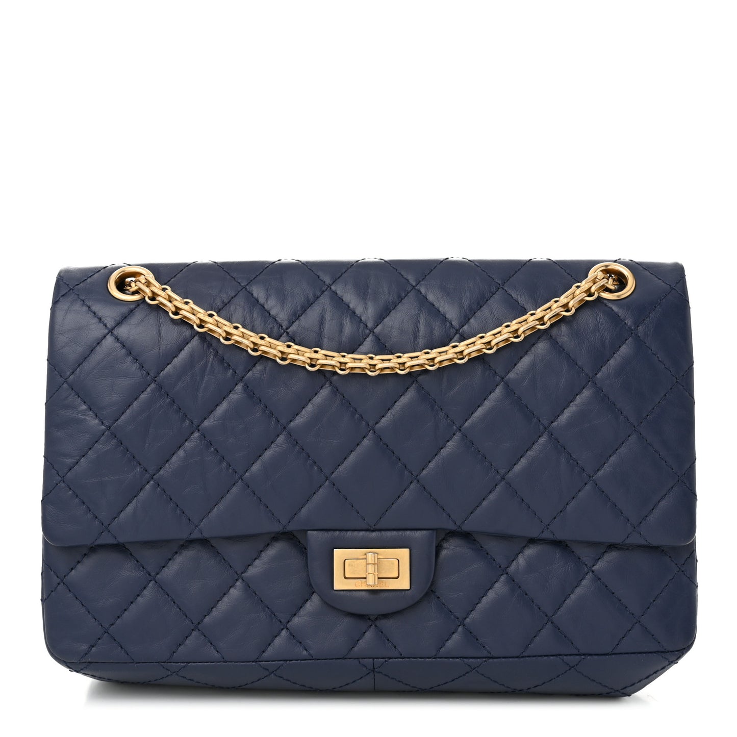 Aged Calfskin Quilted 2.55 Reissue 226 Flap Navy