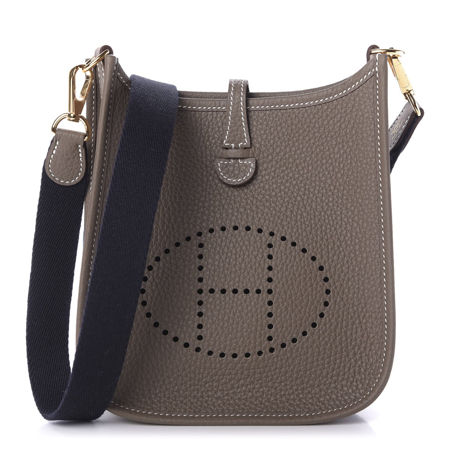 Hermes Taurillon Clemence Amazone Evelyne TPM Etoupe Bleu Indigo 1 of 9