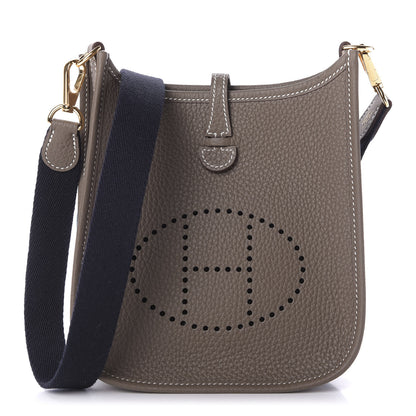 Hermes Taurillon Clemence Amazone Evelyne TPM Etoupe Bleu Indigo 1 of 9