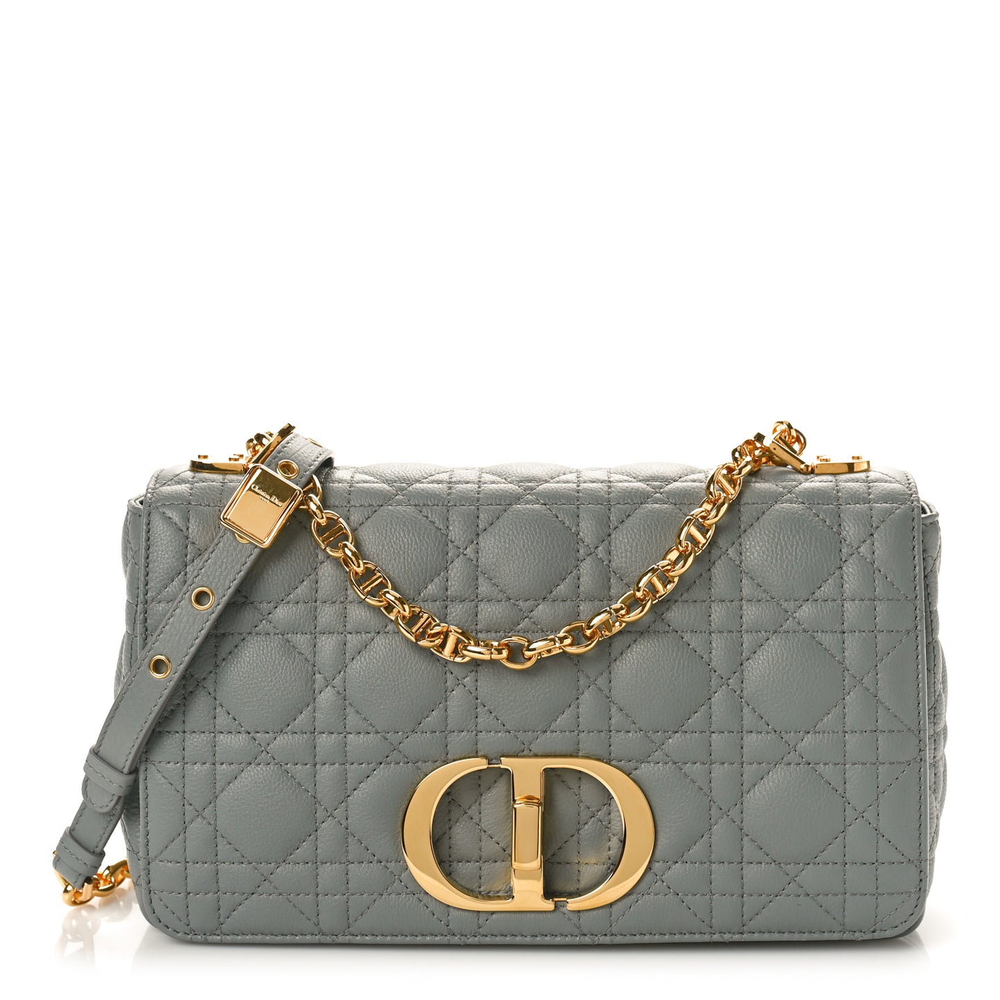 Calfskin Cannage Medium Caro Bag Ethereal Grey