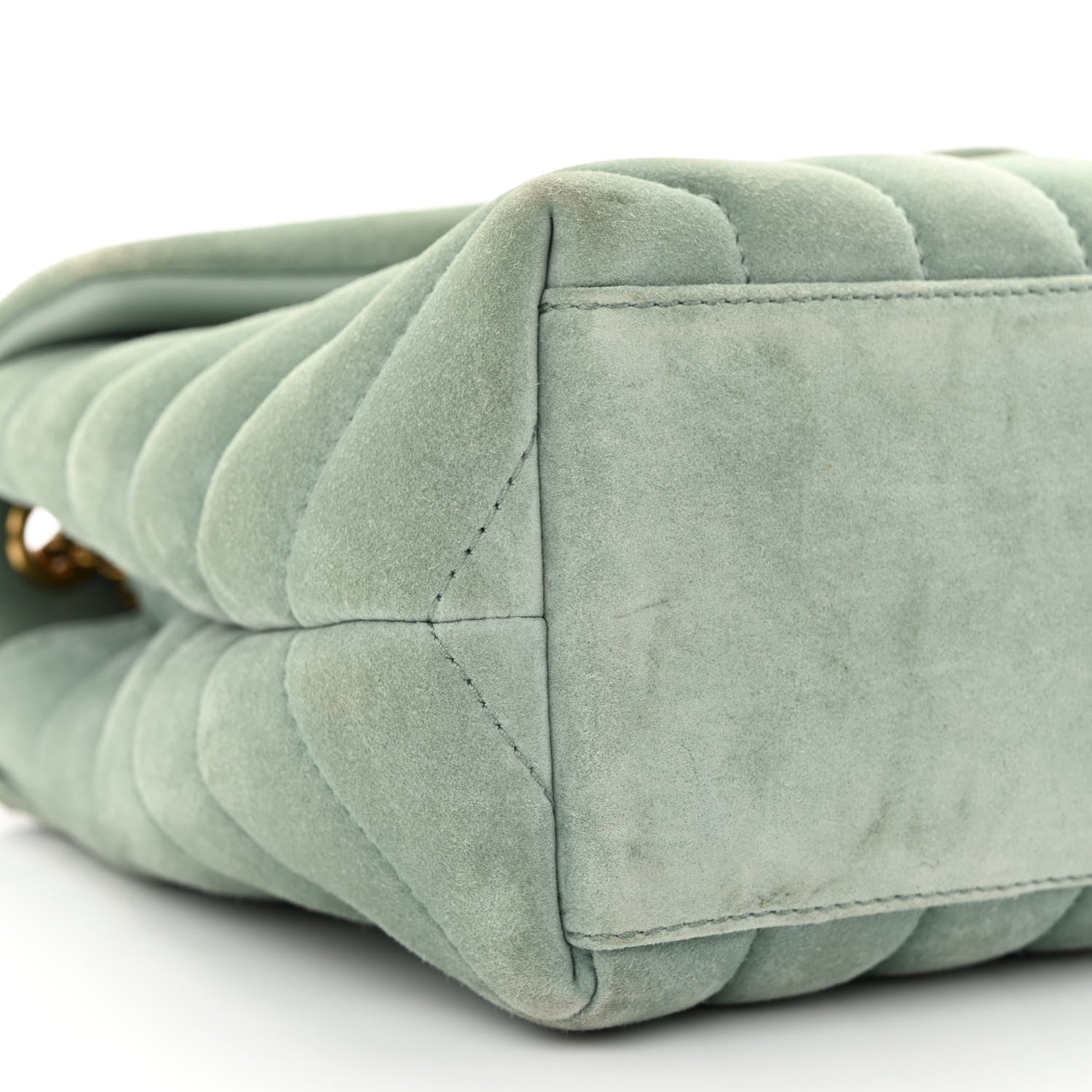 Saint Laurent Suede Calfskin Y Quilted Monogram Small Loulou Chain Satchel Vert Opaline 9 of 10
