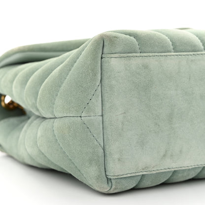 Saint Laurent Suede Calfskin Y Quilted Monogram Small Loulou Chain Satchel Vert Opaline 9 of 10