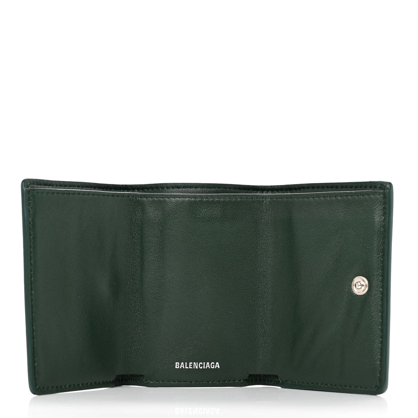 Calfskin Crocodile Embossed Mini Papier Wallet Dark Green