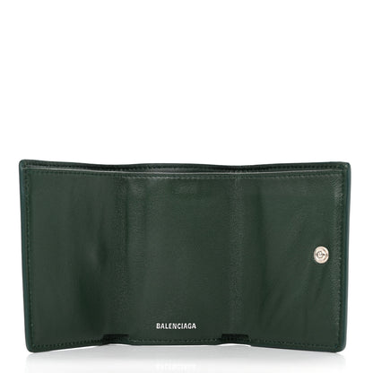 Balenciaga Calfskin Crocodile Embossed Mini Papier Wallet Dark Green 5 of 11