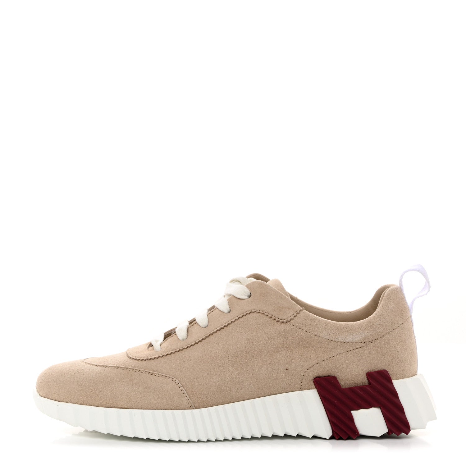 Hermes Goatskin Suede Goatskin Bouncing Sneakers 40 White Gomme 1 of 9