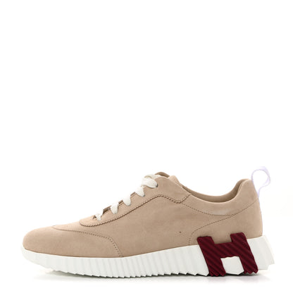 Hermes Goatskin Suede Goatskin Bouncing Sneakers 40 White Gomme 1 of 9
