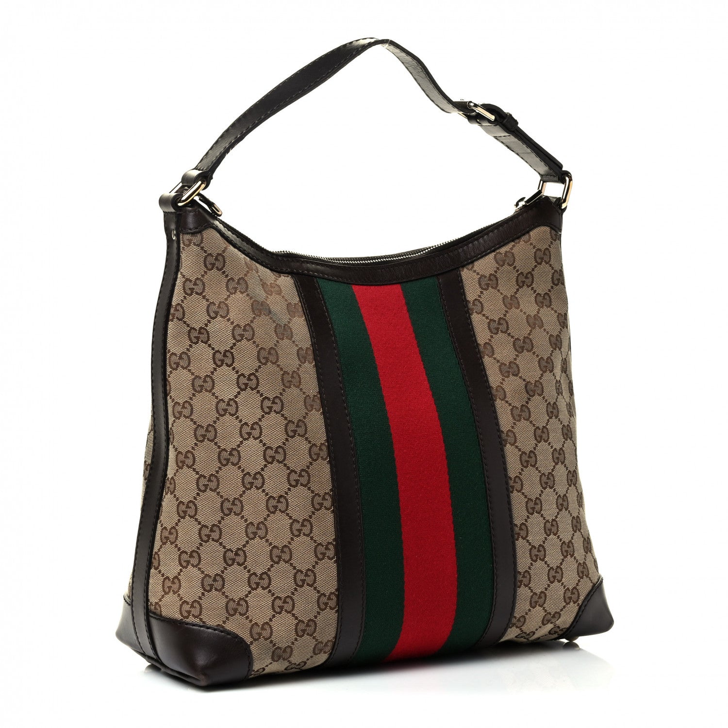 Gucci Monogram Vintage Web Medium Hobo Dark Brown 2 of 4