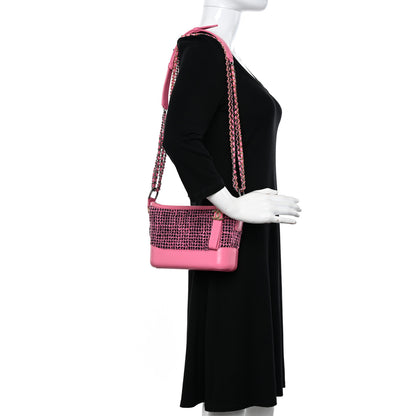 Chanel Tweed Calfskin Small Gabrielle Hobo Pink 2 of 17