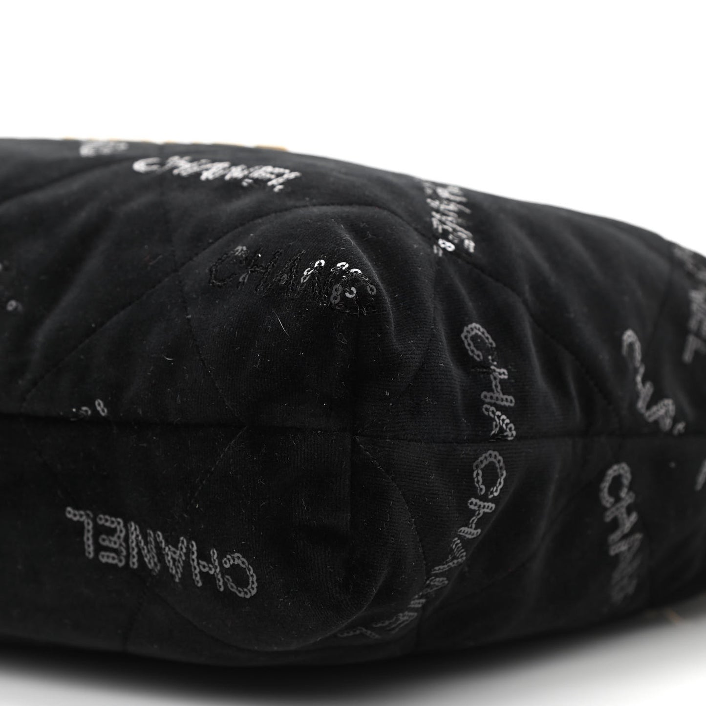 Velvet Sequin Quilted Chanel 22 Black