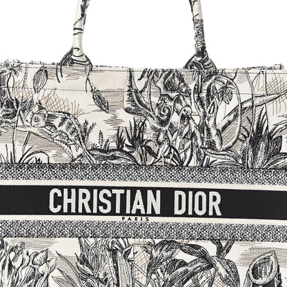 Christian Dior Canvas Embroidered Toile De Jouy Book Tote White Black 7 of 9