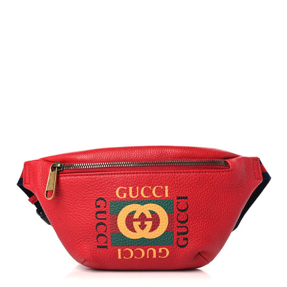 Gucci Grained Calfskin Small Logo Belt Bag Hibiscus Red 1 of 9