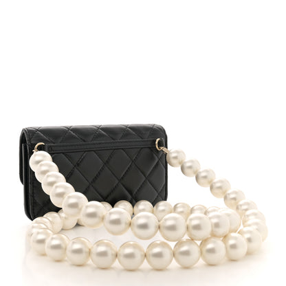Chanel Calfskin Quilted Maxi Pearls Clutch With Chain Black 3 of 12