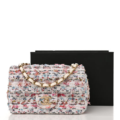 Chanel Tweed Quilted Mini Rectangular Flap Ecru Pink Blue Green 11 of 11