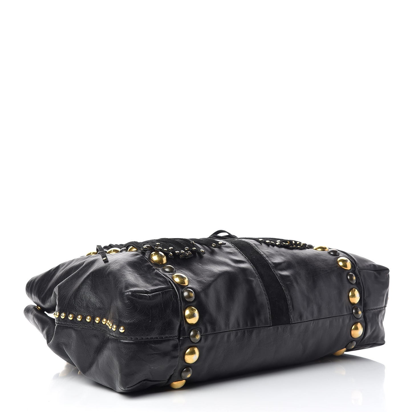 Calfskin Suede Fringe Large Babouska Tote Black