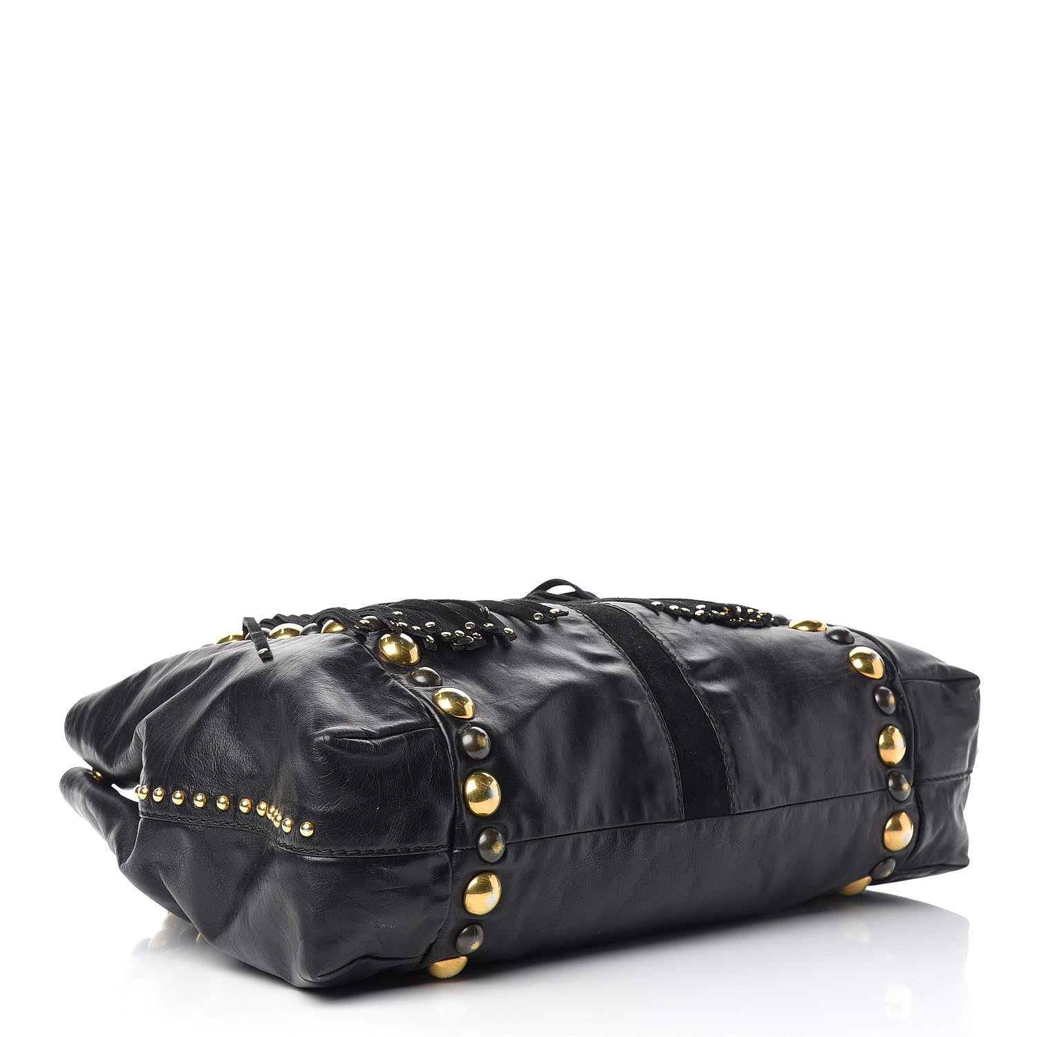 Gucci Calfskin Suede Fringe Large Babouska Tote Black 4 of 21