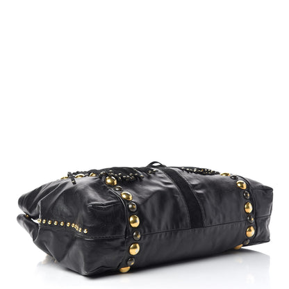 Gucci Calfskin Suede Fringe Large Babouska Tote Black 4 of 21