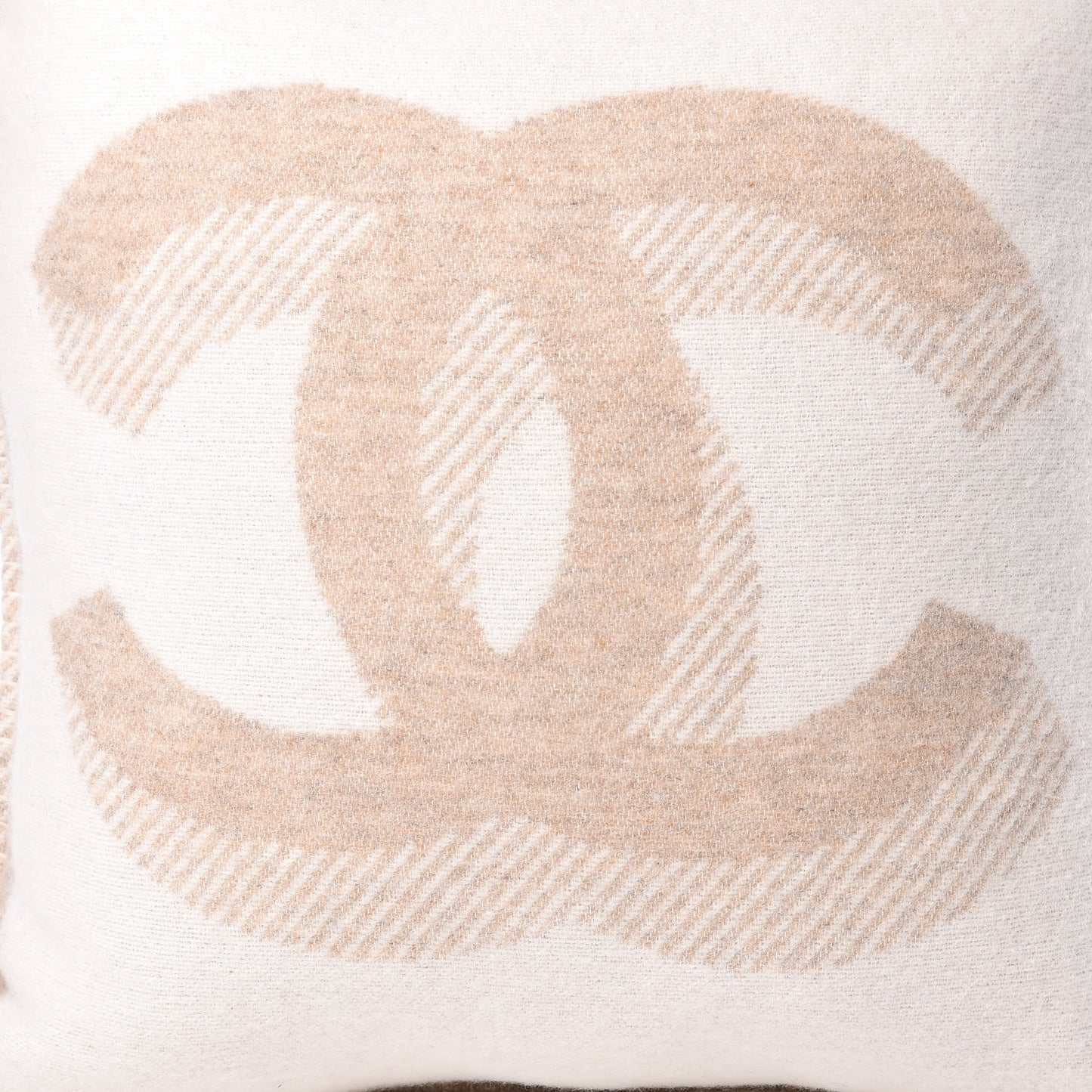Wool Cashmere CC Pillow Ivory Havana Beige