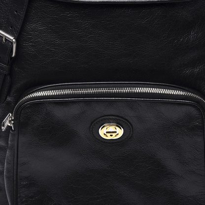 Gucci Fluffy Calfskin Mesh Nylon Medium Morpheus Double Buckle Backpack Black 9 of 9