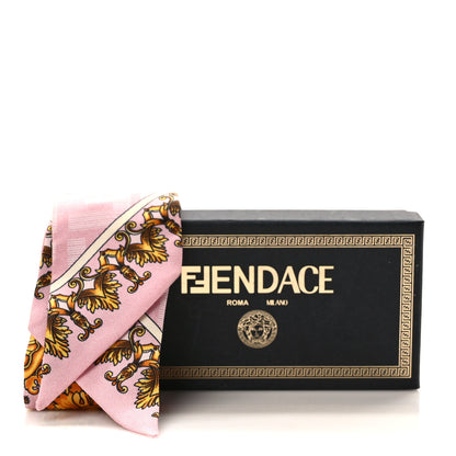 Fendi X VERSACE Silk FF Baroque Fendace Wrappy Scarf Rosa Tabacco 4 of 4