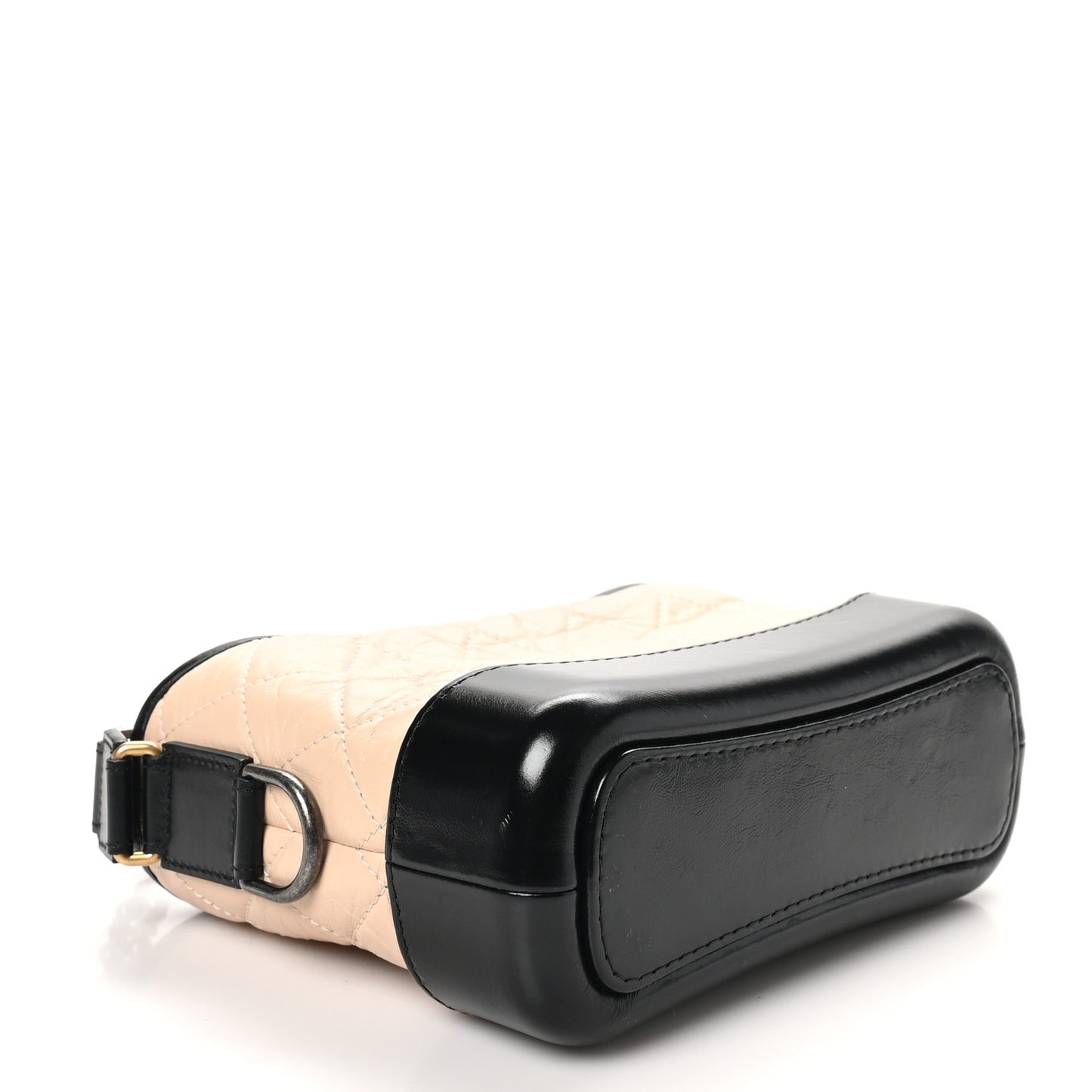 Aged Calfskin Quilted Small Gabrielle Hobo Beige Black