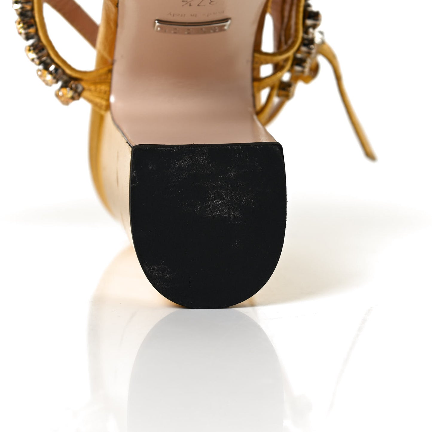 Nappa Silk Crystal Bertie High Heel Sandals 37.5 Gold