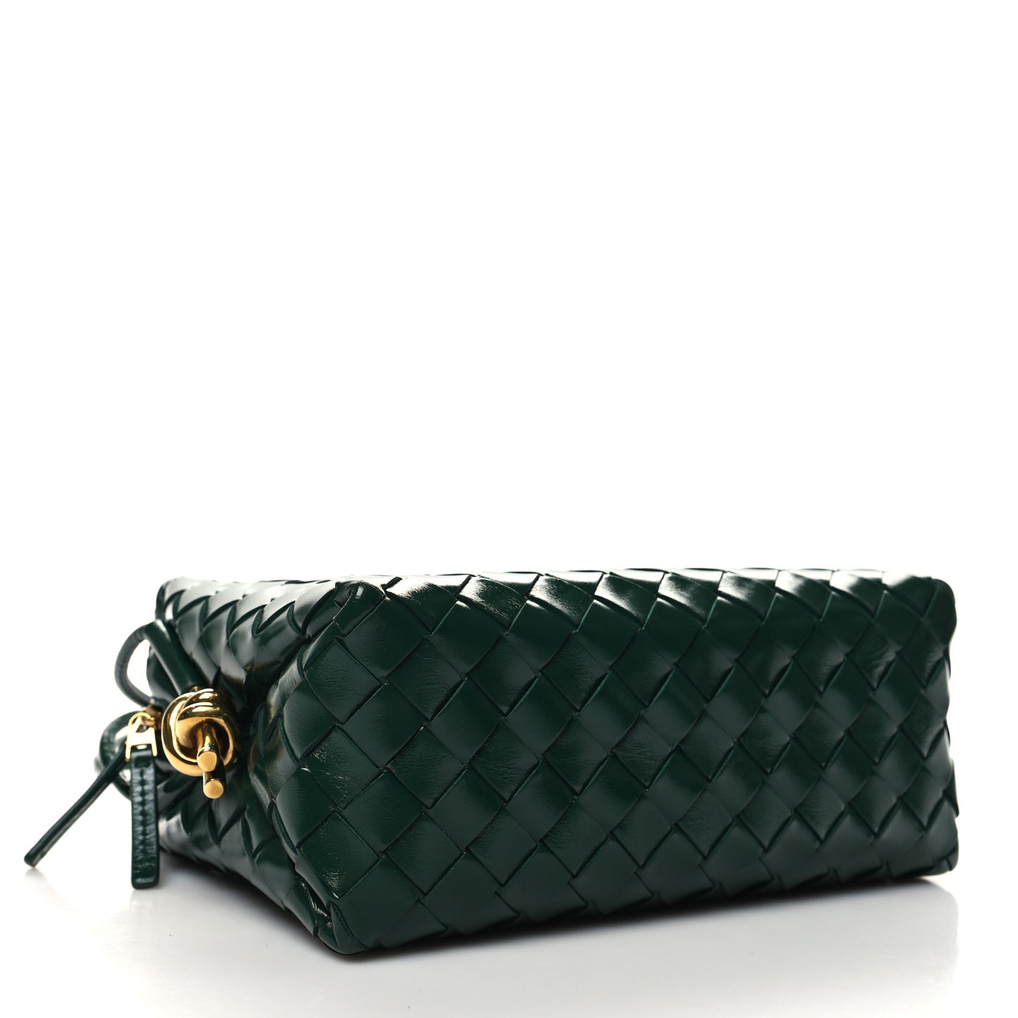 Polished Patent Intrecciato Knot Small Loop Camera Bag Raintree