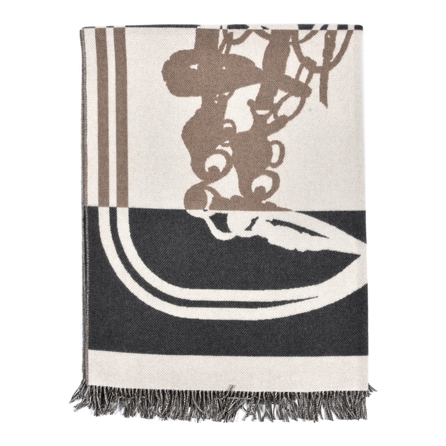 Hermes Cashmere Wool Brides De Gala Plaid Blanket Gris Perle 2 of 4