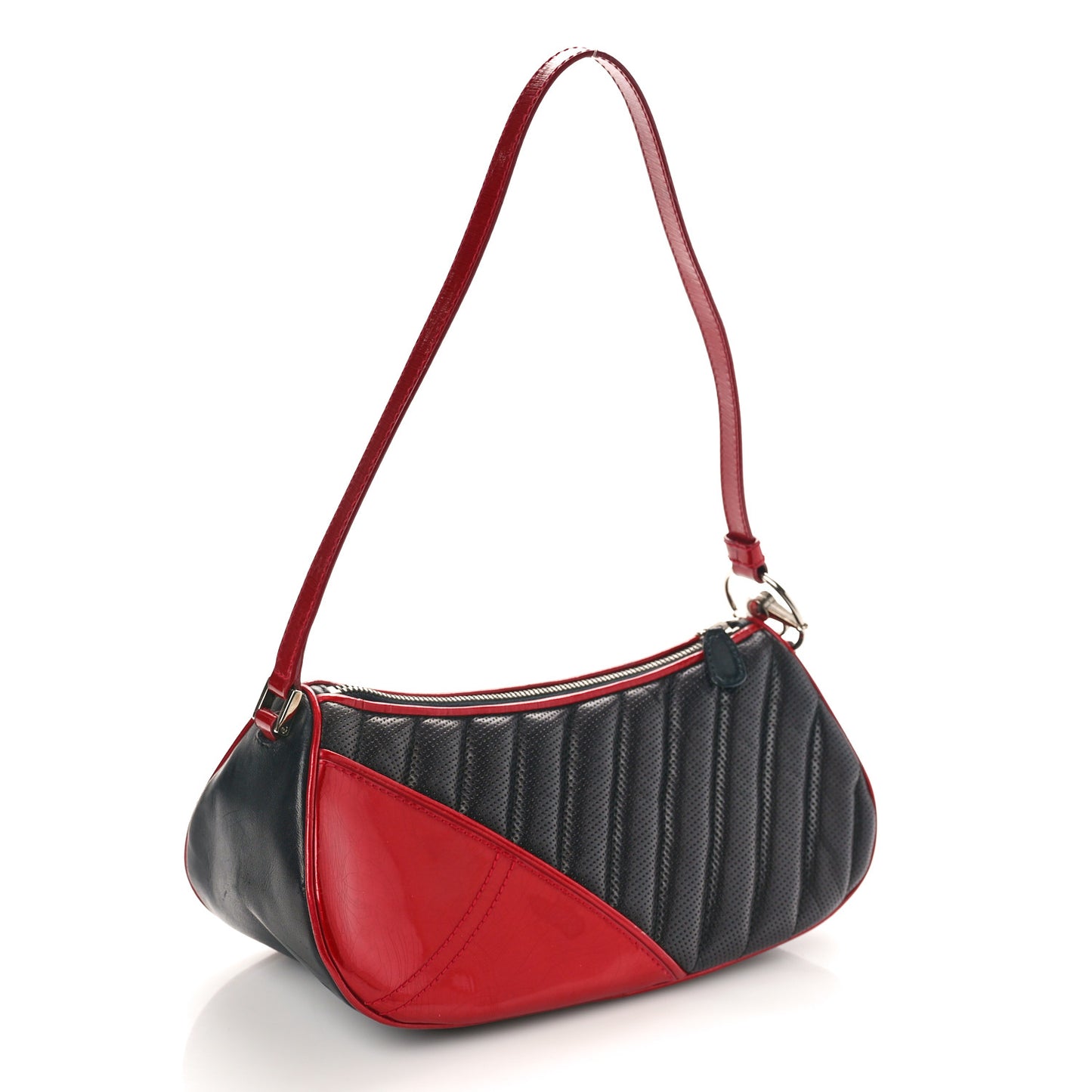 Calfskin Patent Trailer Trash Cadillac Shoulder Bag Black Red