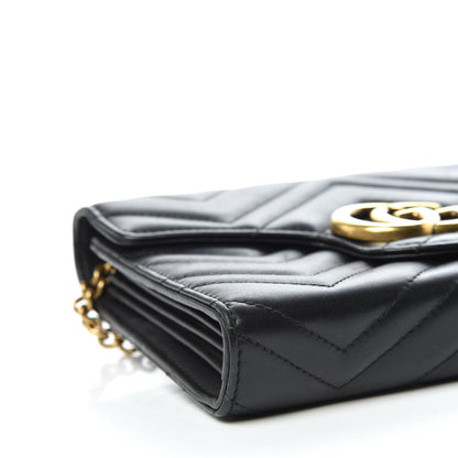 Gucci Calfskin Matelasse GG Marmont Chain Wallet Black 5 of 13