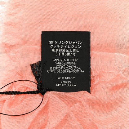 Gucci Modal Silk GG Writers Fringe Shawl Old Rose Sky Blue 5 of 6