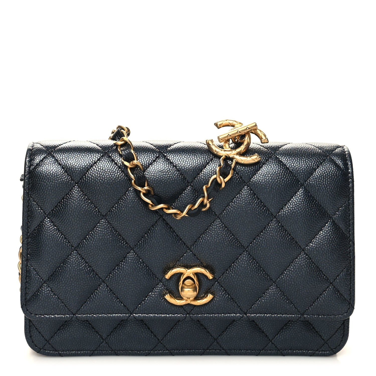 Chanel Pearly Caviar Quilted Fit For You Wallet On Chain WOC Black 1 of 12