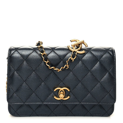 Chanel Pearly Caviar Quilted Fit For You Wallet On Chain WOC Black 1 of 12