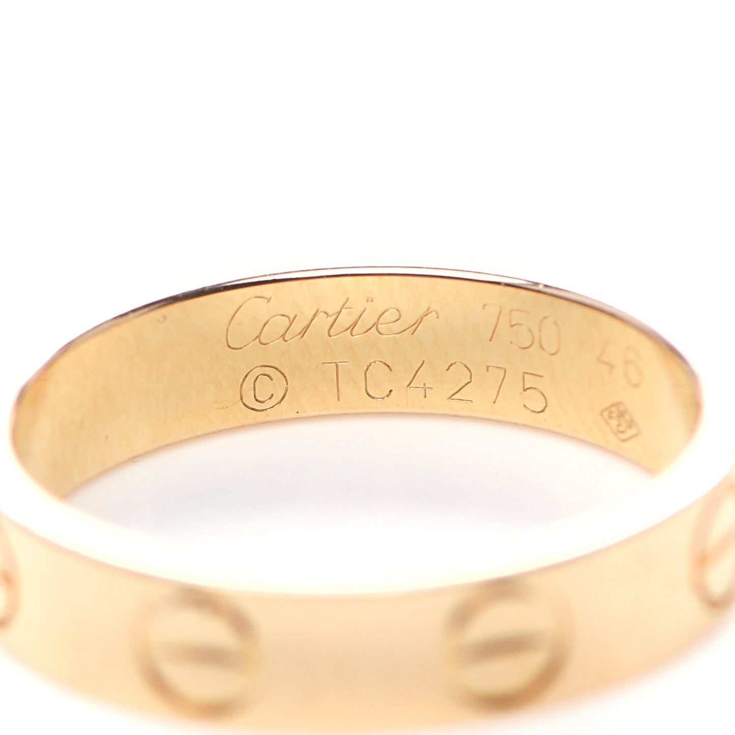 18K Yellow Gold 3.5mm LOVE Wedding Band Ring 46 3.75