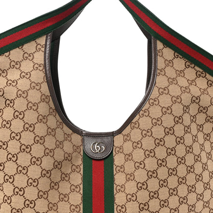 Gucci GG Monogram Web Large Giglio Tote Beige Brown 8 of 10