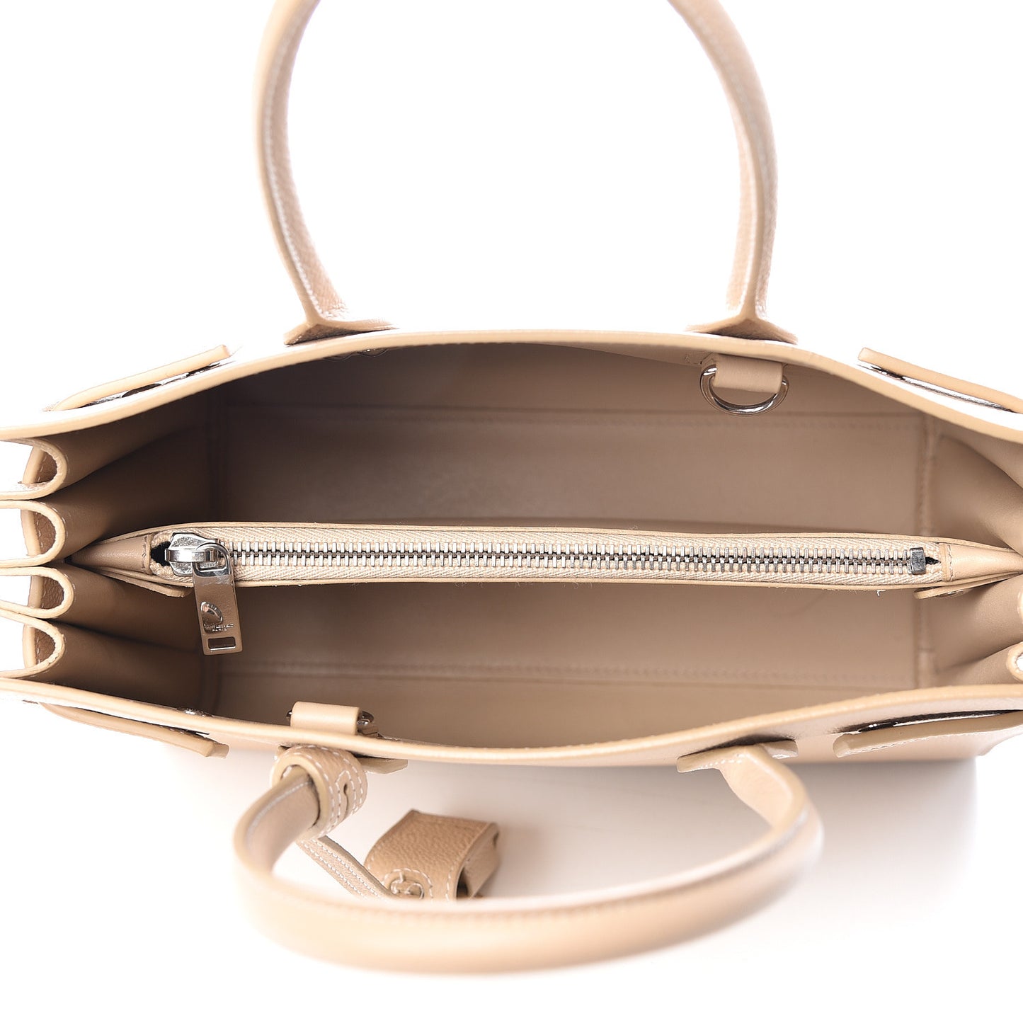 Grained Calfskin Topstich Baby Sac De Jour Nude Powder