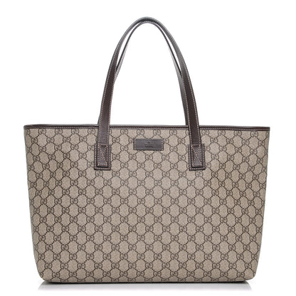 Gucci GG Supreme Monogram Medium Zippered Shopping Tote Dark Brown 1 of 7
