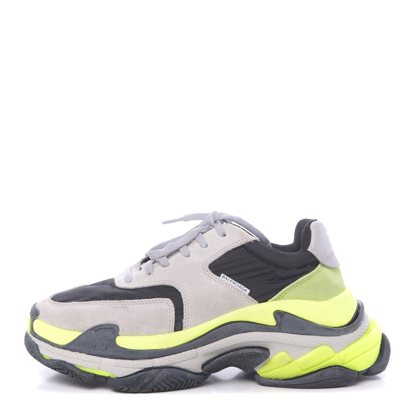 Nylon Suede Mens Triple S 2.0 Sneakers 40 Gris Black Jaune Fluo