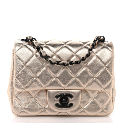 Chanel Metallic Lambskin Quilted Mini Square Flap Gold Black 1 of 10