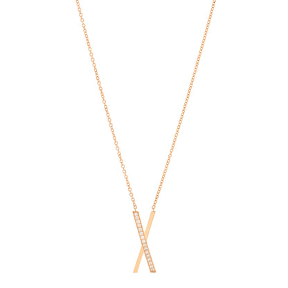 Tiffany 18K Rose Gold Diamond Large Atlas X Pendant Necklace 1 of 6
