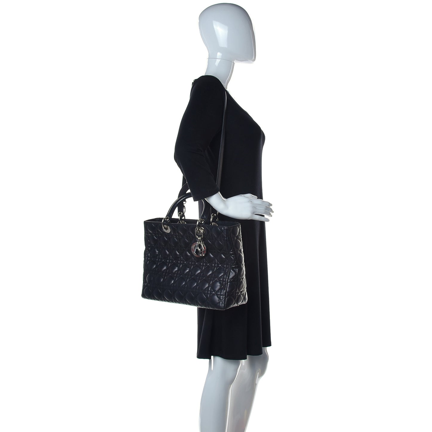 Lambskin Cannage Large Lady Dior Black