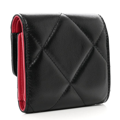 Chanel Goatskin Quilted Chanel 19 Small Flap Wallet Black 3 of 8