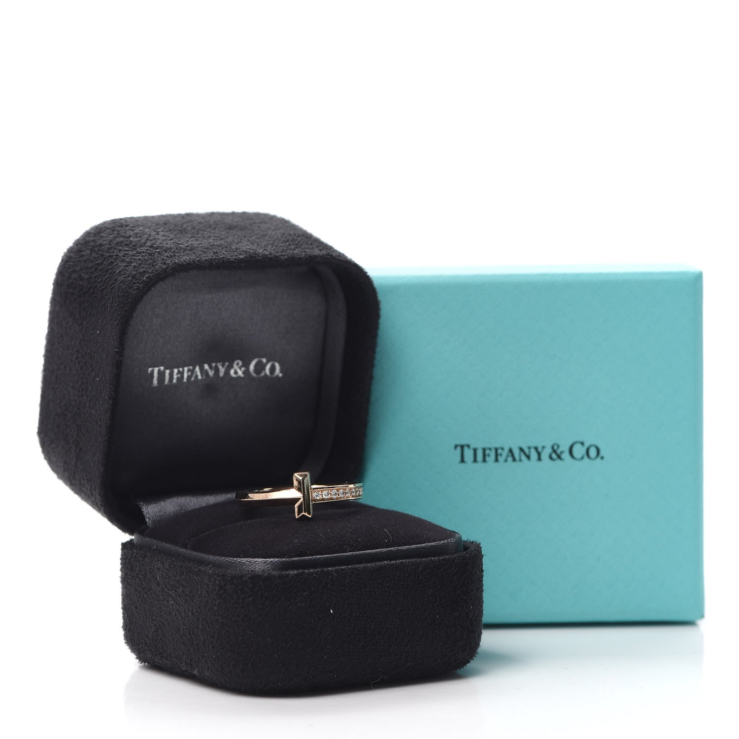 Tiffany 18K Rose Gold Diamond T T1 Ring 52 6 5 of 5