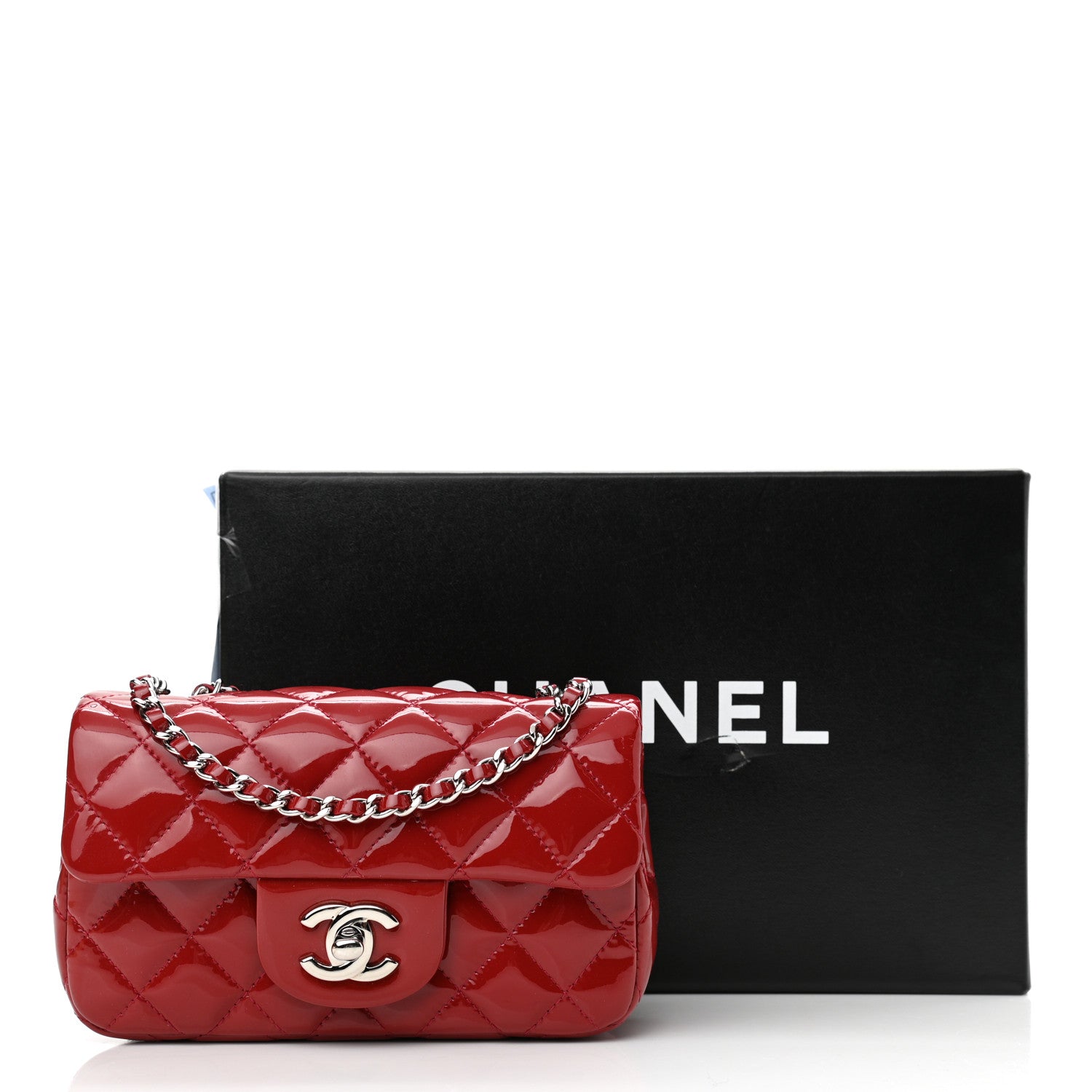 Chanel Patent Calfskin Quilted Extra Mini Rectangular Flap Red 12 of 12
