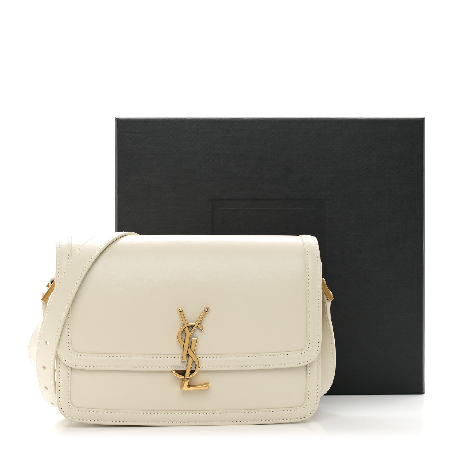 Saint Laurent Box Calfskin Monogram Medium Solferino Satchel Crema Soft 11 of 11