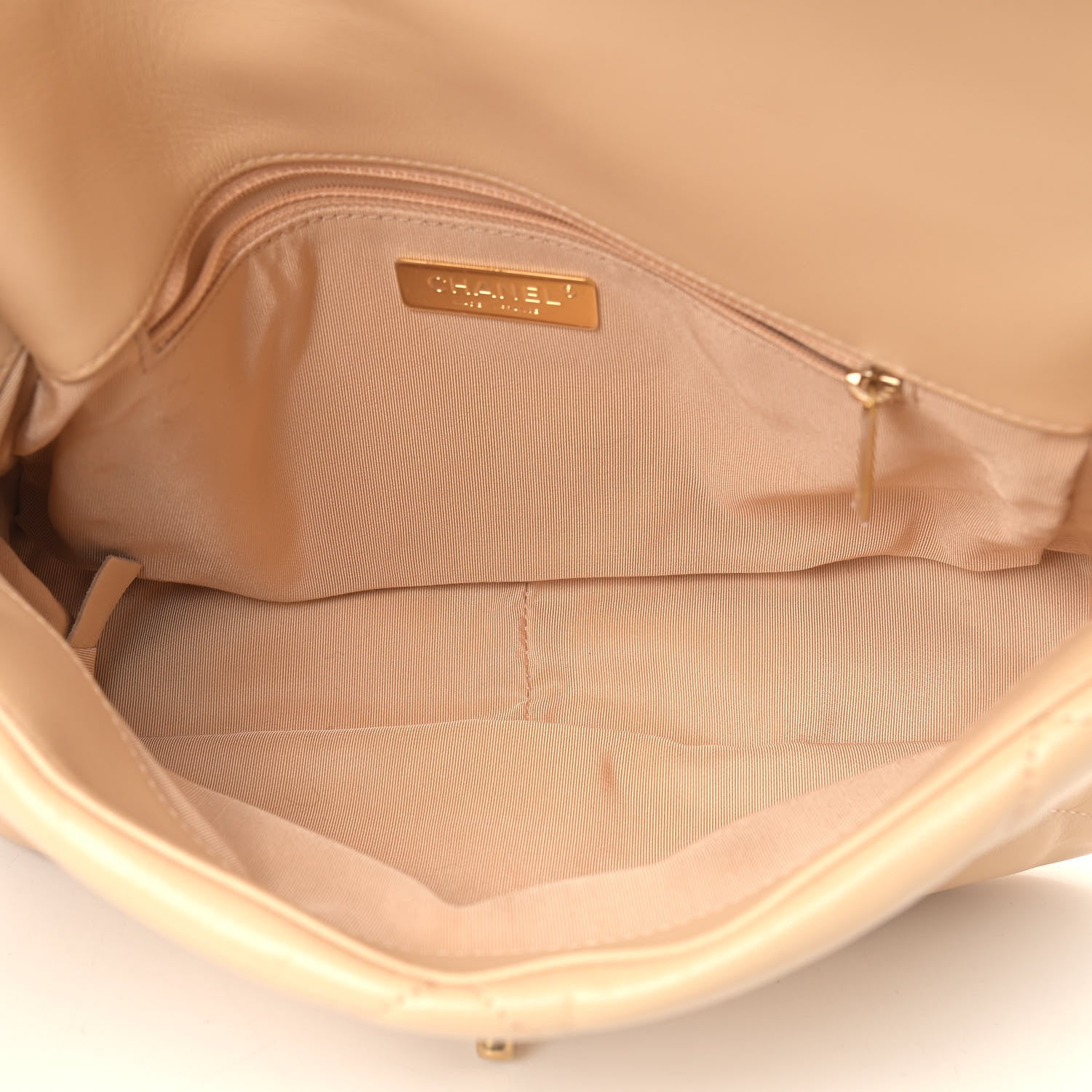 Chanel Lambskin Quilted Large Chanel 19 Flap Beige 5 of 9