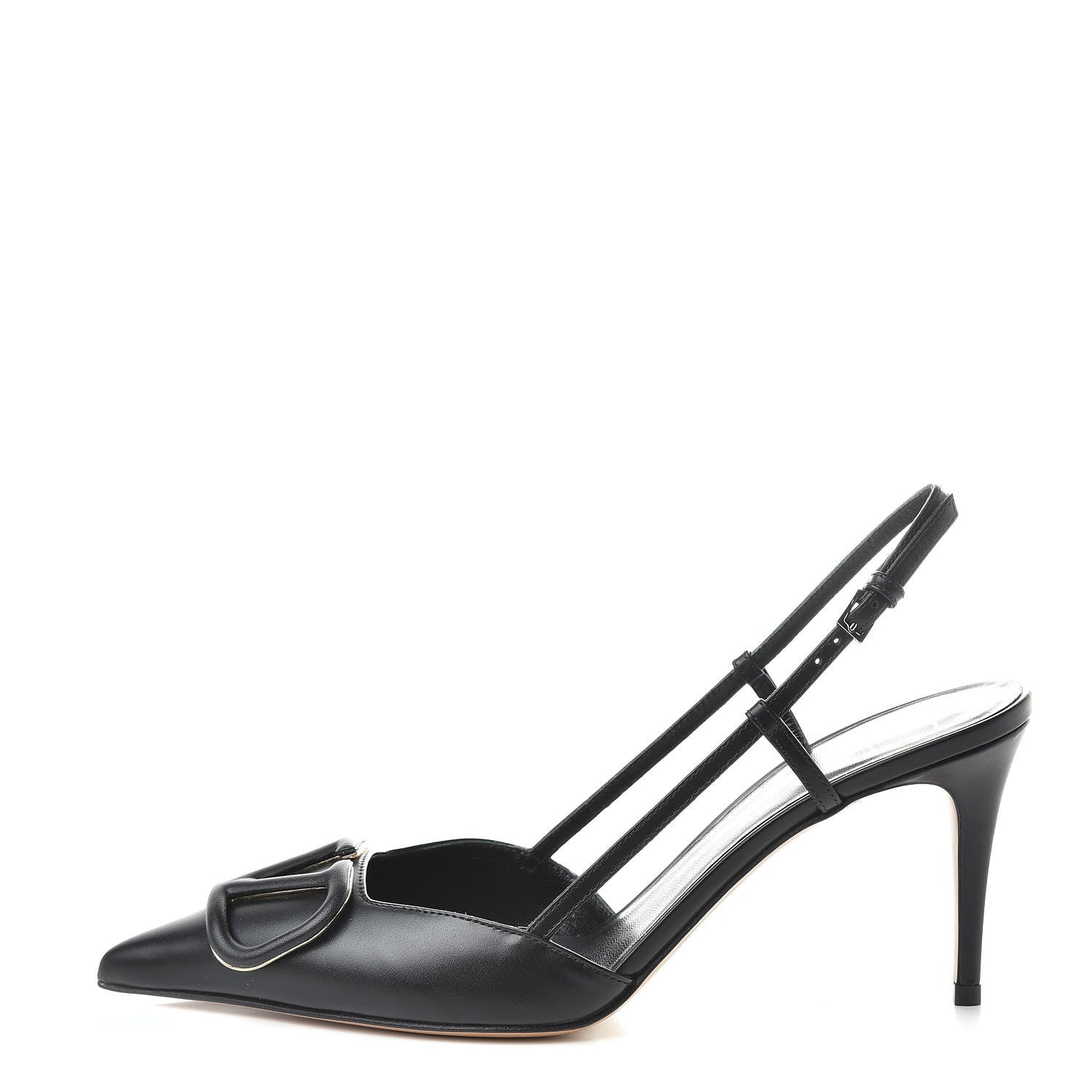 Valentino Garavani Calfskin Tonal Vlogo Slingback 80mm Pumps 37 Black 1 of 9