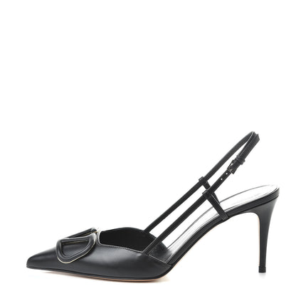 Valentino Garavani Calfskin Tonal Vlogo Slingback 80mm Pumps 37 Black 1 of 9